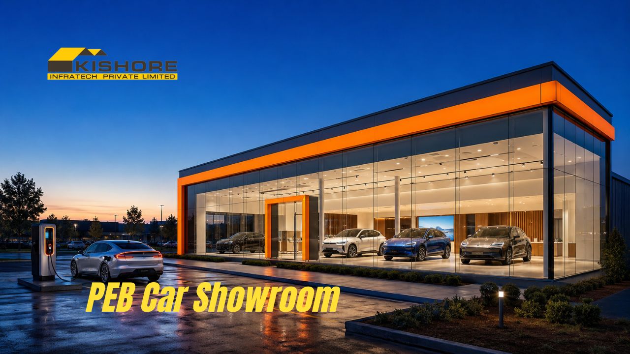 PEB Car Showroom & EV Experience Centre Construction in India: Structural, Glazing & Display-Lighting Design Guide 2 PEB Car Showroom
